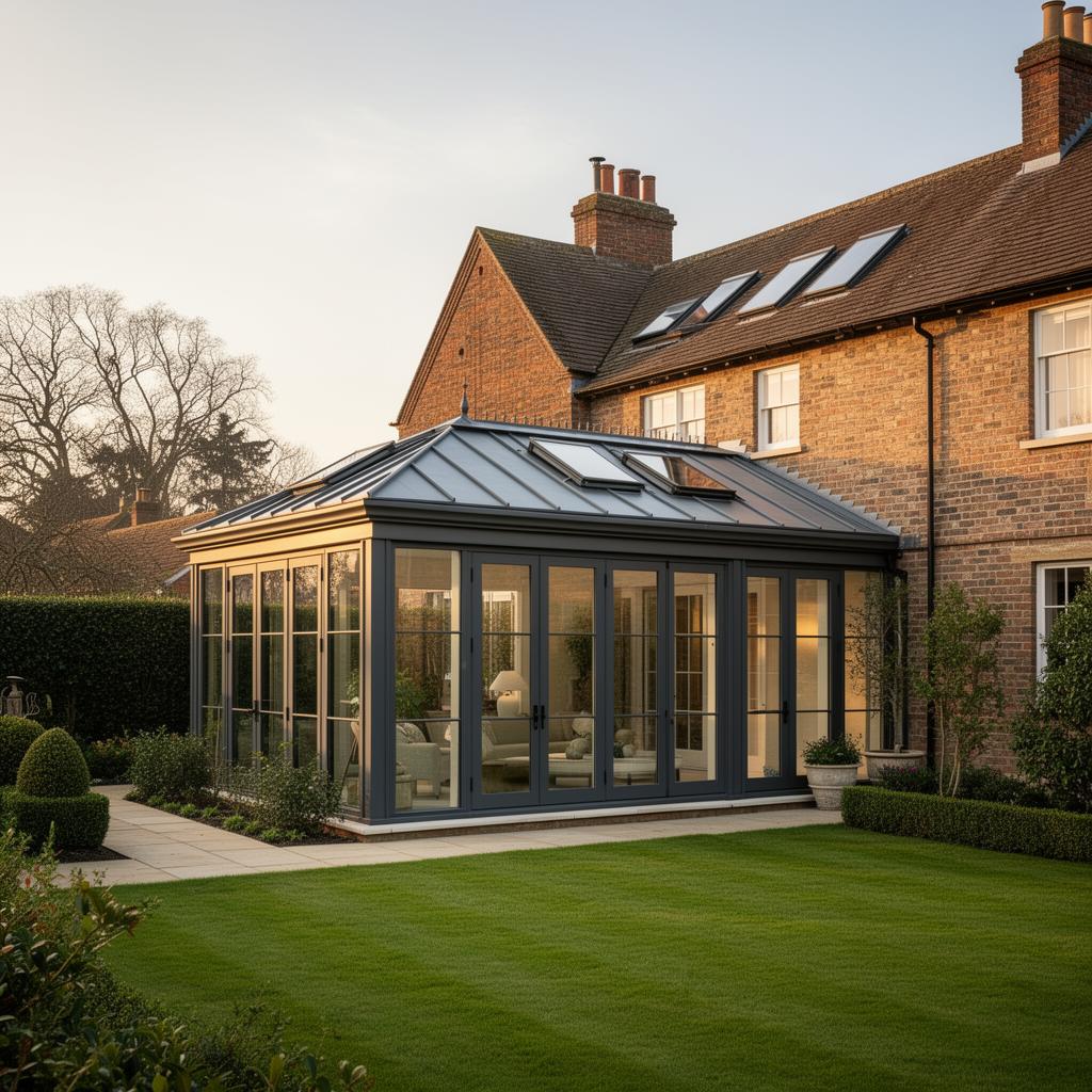 Bespoke glazed rear extension on a Buckinghamshire country home