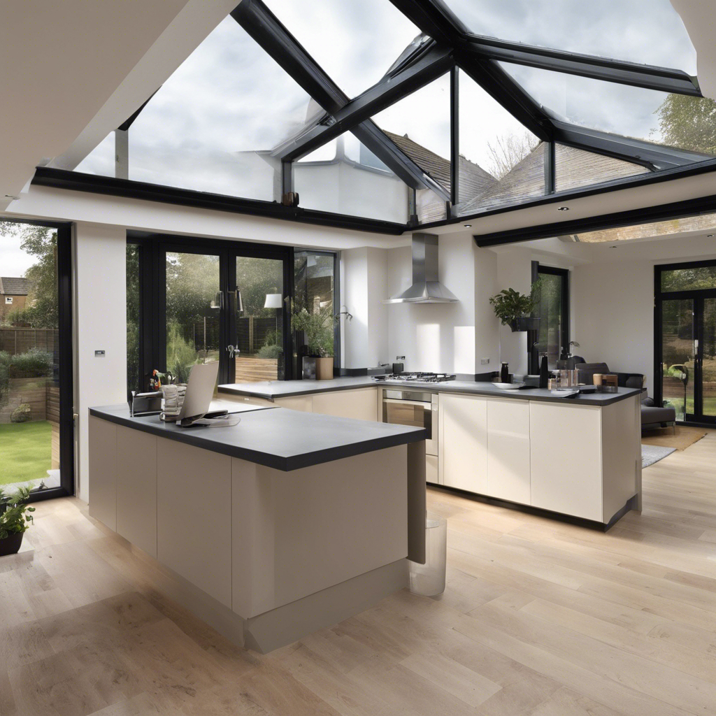 Luxury vaulted kitchen extension with marble island and skylights by premium home renovation builders in Marlow